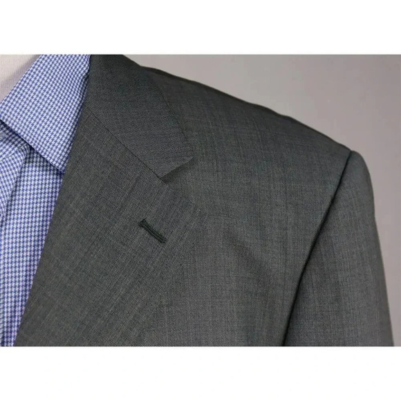 Lanvin by Nervesa Gray/Navy Woven 3-Btn Half Lined Wool Sportcoat Blazer 42R - Picture 4 of 10